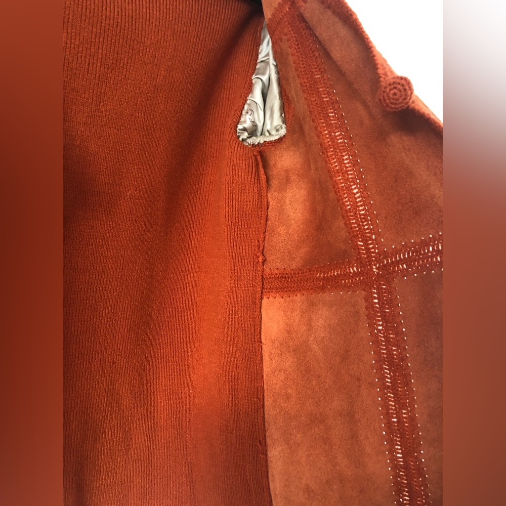 Rare 70s Vintage Boho Plus size Suede Crochet Fur Jacket - Picture 6 of 17